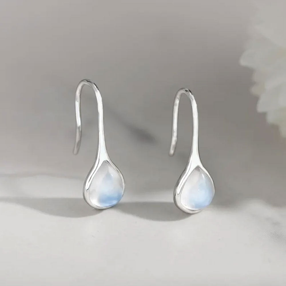 Natural Larimar Silver Dangle Earrings Handmade