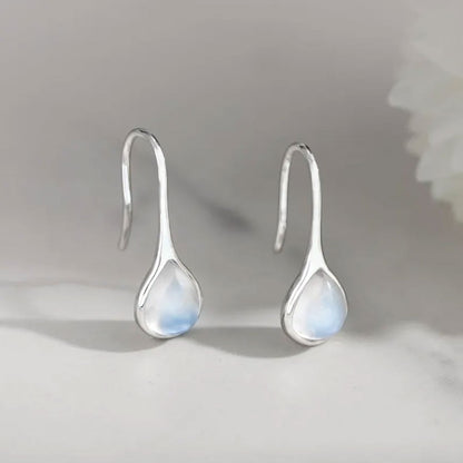 Natural Larimar Silver Dangle Earrings Handmade