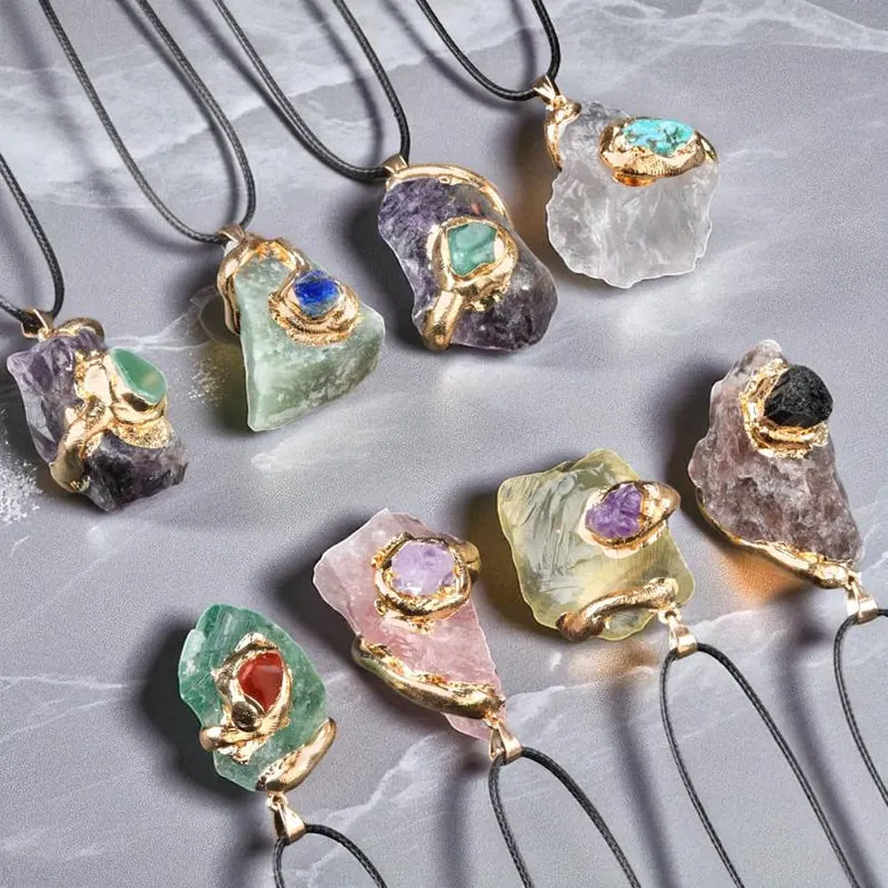 Tumble Pendant Multi Color Gemstone Electroplated Setting Pendant With Macrame Chain  Necklace 15To20MM Approx Sterling Silver Gold Pendant Happy Birthday Gift's Women and girl Jewelry For Her