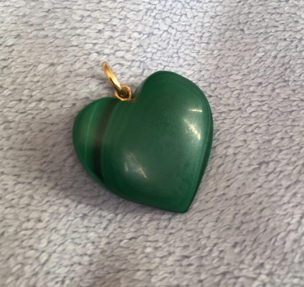 20MM Heart Shape Pendant Malachite Gemstone Pendant 925 Sterling Silver Drilled Set  Anniversary Gift's Women and girl Jewelry For Her