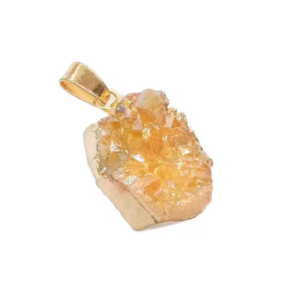 925 Sterling Silver Pendant Jewelry 10To25mm Sugar Druzy Raw Gemstone Electroplated Set For Anniversary Gift's Women or Men Jewelry For Her