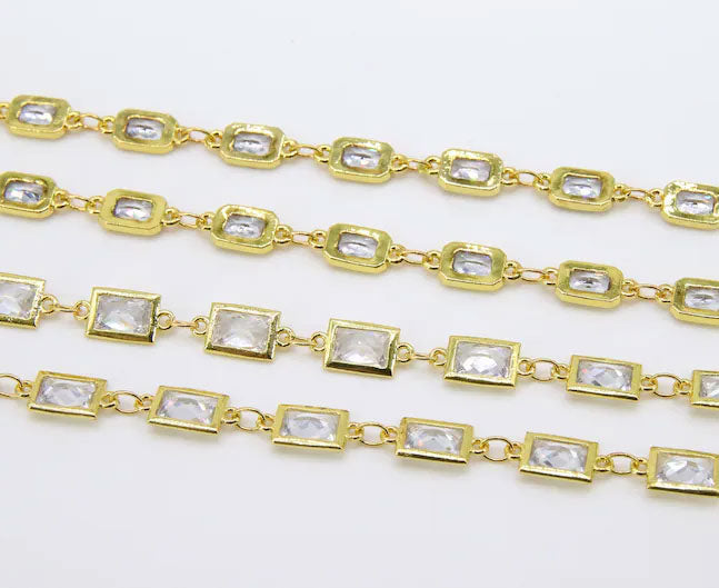 Crystal Quartz Rectangle Bezel Setting Chain Finding