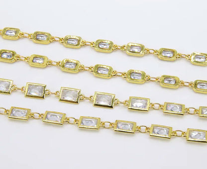 Crystal Quartz Rectangle Bezel Setting Chain Finding