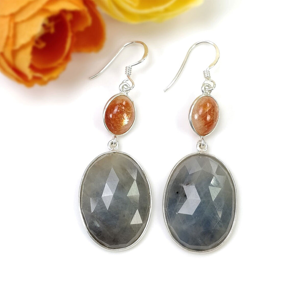 Gold Gems 5MM With 10MM Approx Oval Shape Blue Sapphire Gems Dangle Pair Earring For Her