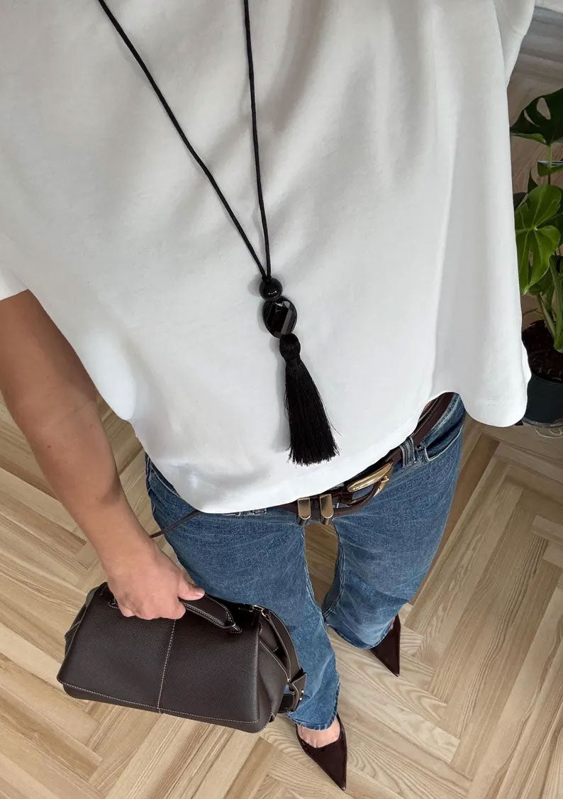 Black Tassel Necklace | Handmade Fashion Jewelry - Hari Om Creations