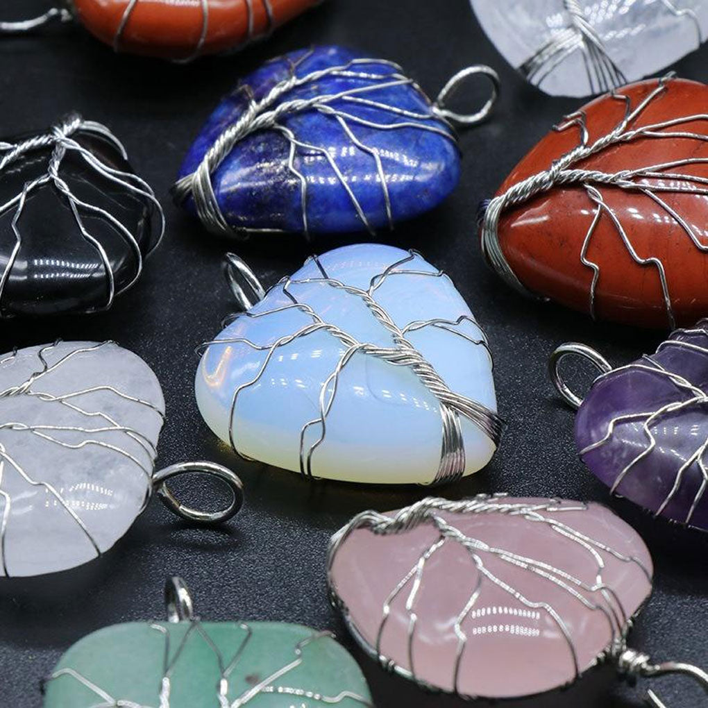 Trendy 2025 12mm Heart Shape Multi Color Gemstone Crafted By Hand 925 Sterling Silver Tree Pendant With Chain Necklace Bezel Setting For Anniversary Gift's Women or Men Jewelry