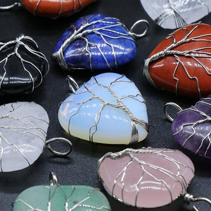 Trendy 2025 12mm Heart Shape Multi Color Gemstone Crafted By Hand 925 Sterling Silver Tree Pendant With Chain Necklace Bezel Setting For Anniversary Gift's Women or Men Jewelry