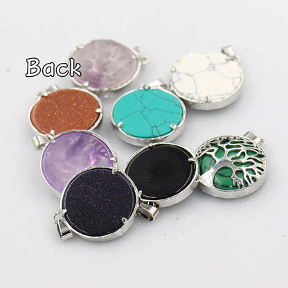 Tree Shape 925 Sterling Silver With Multi Color 12mm Gemstone Pendant Bezel Set Pendant Anniversary Gift's Women and girl Jewelry For Her