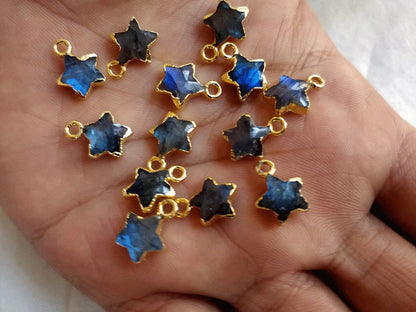 Awesome Handmade Stone 8MM Approx. Star Shape Labradorite Gemstone Beads Pendant Drilled Setting Metal Brass Pendant For Happy Birthday Gift Pendant