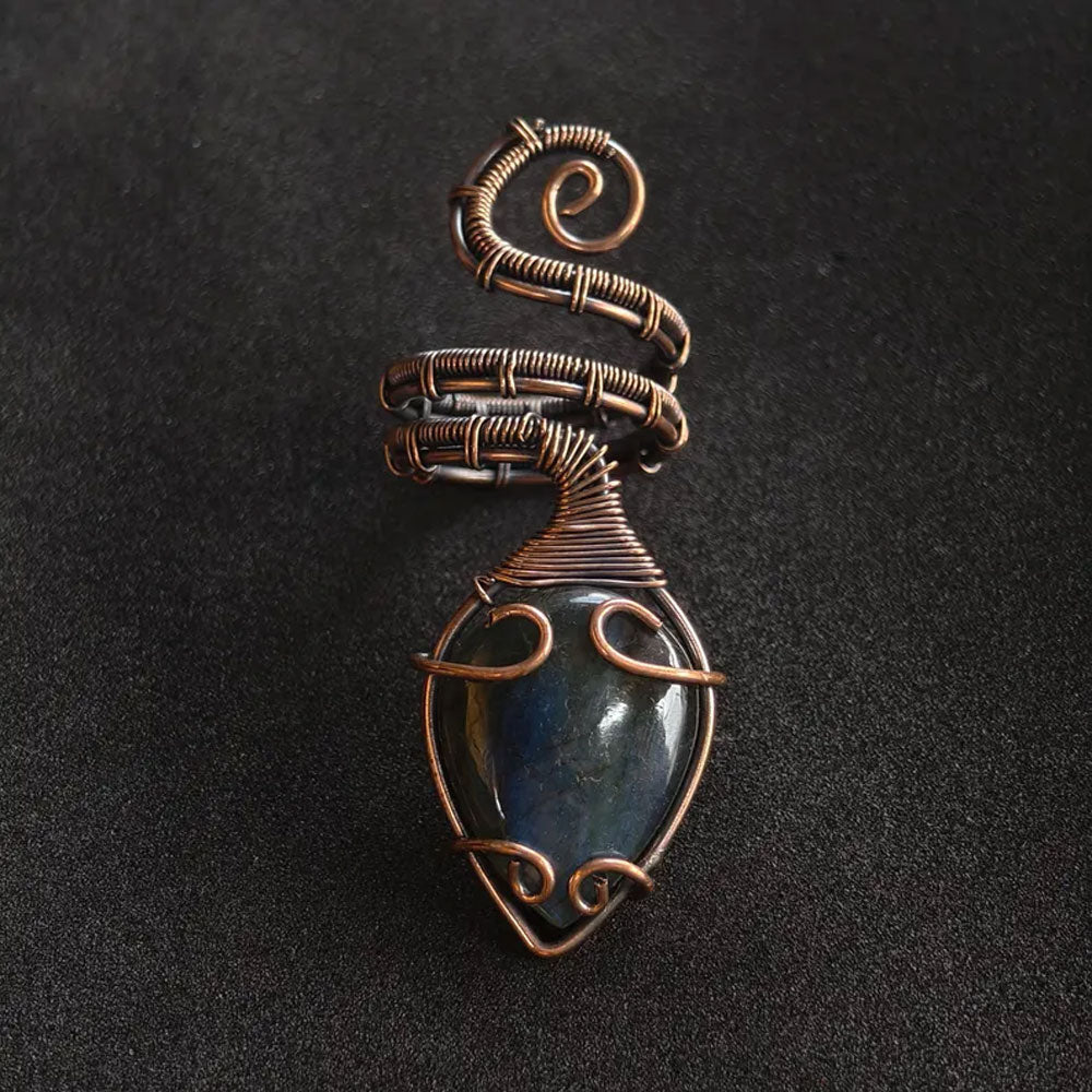 Adjustable Handmade Wire Wrapped Brass Ring Size 10To15 Pear Shape Labradorite Stone Bezel Set Ring For Happy Birthday Gift For Women