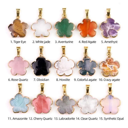 10mm Flower Shape Multi Color Gemstone Pendant Crafted By Hand 925 Sterling Silver Gold Plated Bezel Set For Anniversary Gift's Women or Men Jewelry