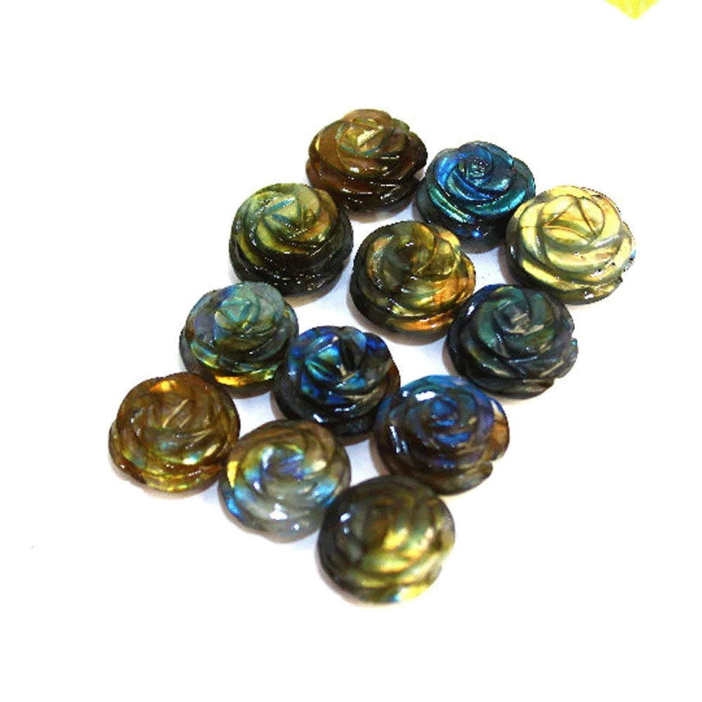 Handmade Carving Gemstone Lotus Flower Shape 15MM Rose Quartz Natural Carving Stone For Used Making Jewelry