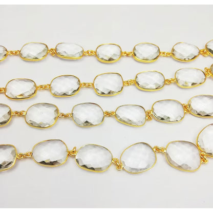 Crystal Quartz Cushion Bezel Setting Chain Finding
