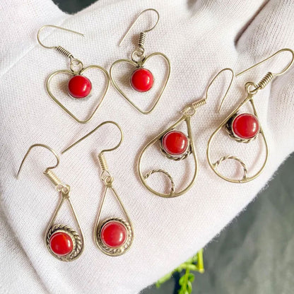 Stylish Handmade Brass Dangle Earrings with Mix Stone