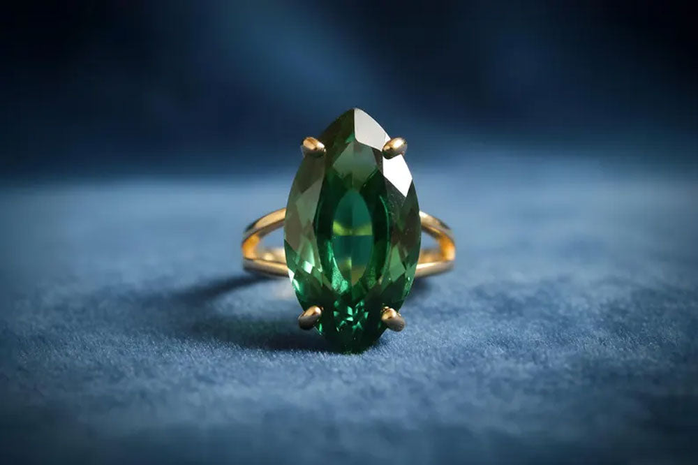 Handmade Brass Ring Apatite Hydro Gemstone 8X15mm