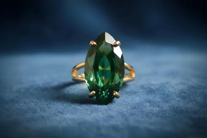 Handmade Brass Ring Apatite Hydro Gemstone 8X15mm