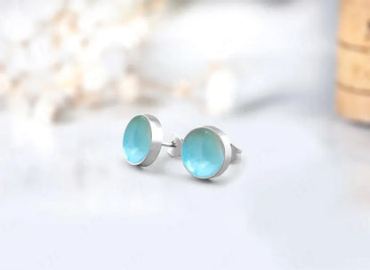 8MM Larimar Gemstone Round Shape Dangle Pair Earring Handmade Sterling Silver Earring For Women Girl Jewelry