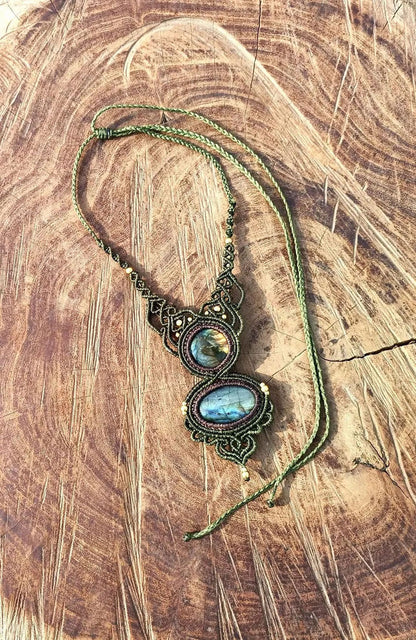 Handmade Labradorite Macramé Necklace | Hariom Creations