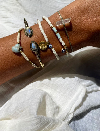 Adjustable Handmade Brass Bangle Size 8To10MM Pear Shape Renewal Moonstone Bezel Set Bangle For Happy Birthday Gift For Women