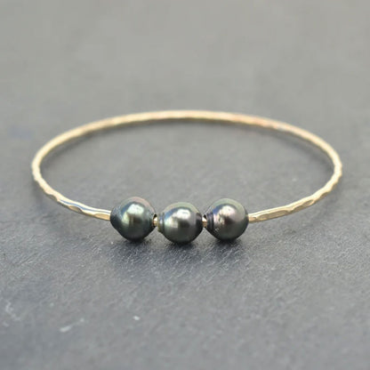 Adjustable Handmade Brass Bangle Size 10MM Pear Shape Tahitian Pearls Gemstone Bezel Set Bangle For Happy Birthday Gift For Women