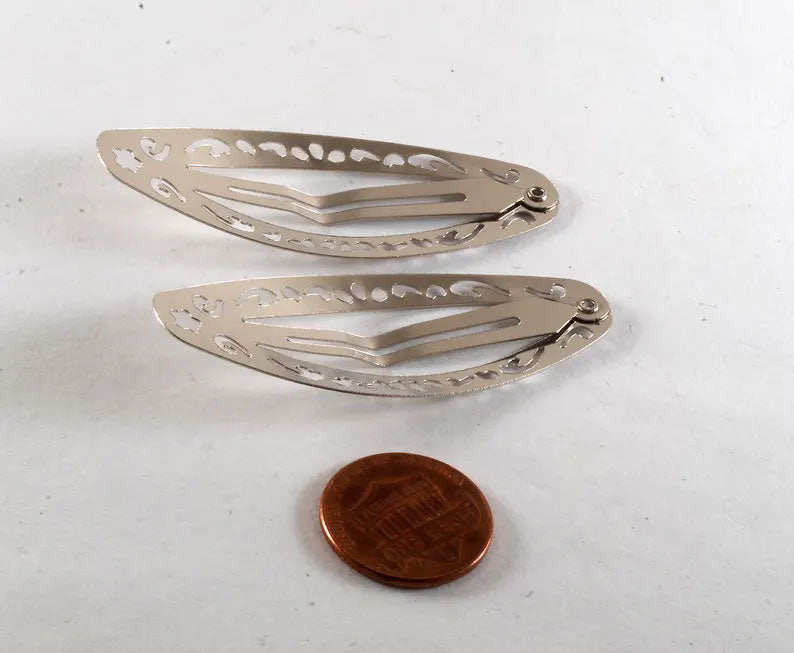 Silver-Tone Metal Snap Hair Clips