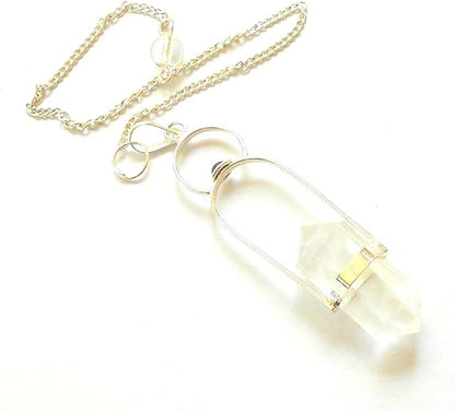 Trendy 925 Sterling Silver Gold Plated Pendant With Chain Necklace Jewelry 8To12mm Double Pointed Pencil Shape Natural Crystal Gemstone Bezel Setting For Anniversary Gift's Women or Men Jewelry For Her
