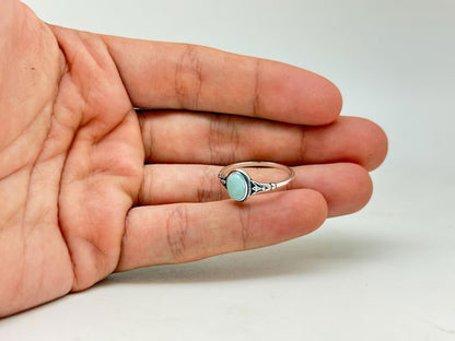 2025 Trendy Sterling Silver Rings 9X11MM Oval Shaped Larimar Gemstone Bezel Setting For Anniversary Gift Women or Men Jewelry For Her