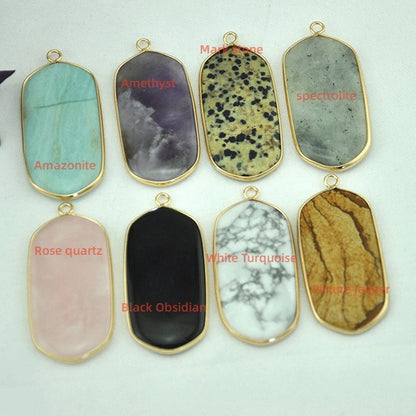 10X20MM Hexagon Shape Pendant Multi Color Black Onyx Gems Pendant 925 Sterling Silver Gold Plated Pendant Drilled Set Anniversary Gift's Women and girl Jewelry For Her