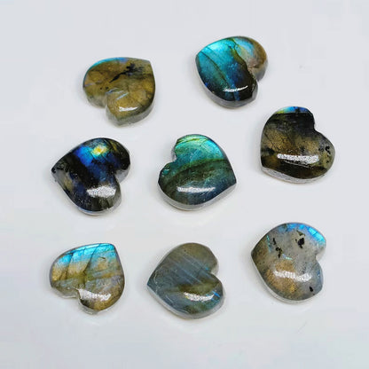 Handmade Carving Gemstone Heart Shape 15MM Labradorite Natural Carving Stone For Used Making Jewelry