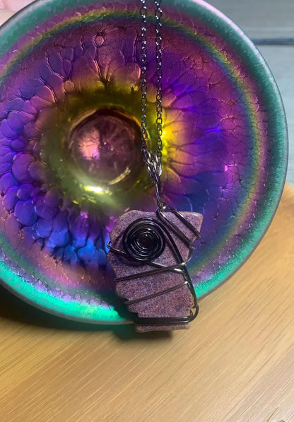 Wire Wrapped Pink Stone Pendant | Handmade Artisan Jewelry