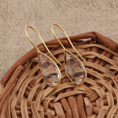 6X9MM Aquamarine Faceted Gemstone Pear Shape Dangle Pair Earring Handmade Sterling Silver Earring For Women Girl Jewelry