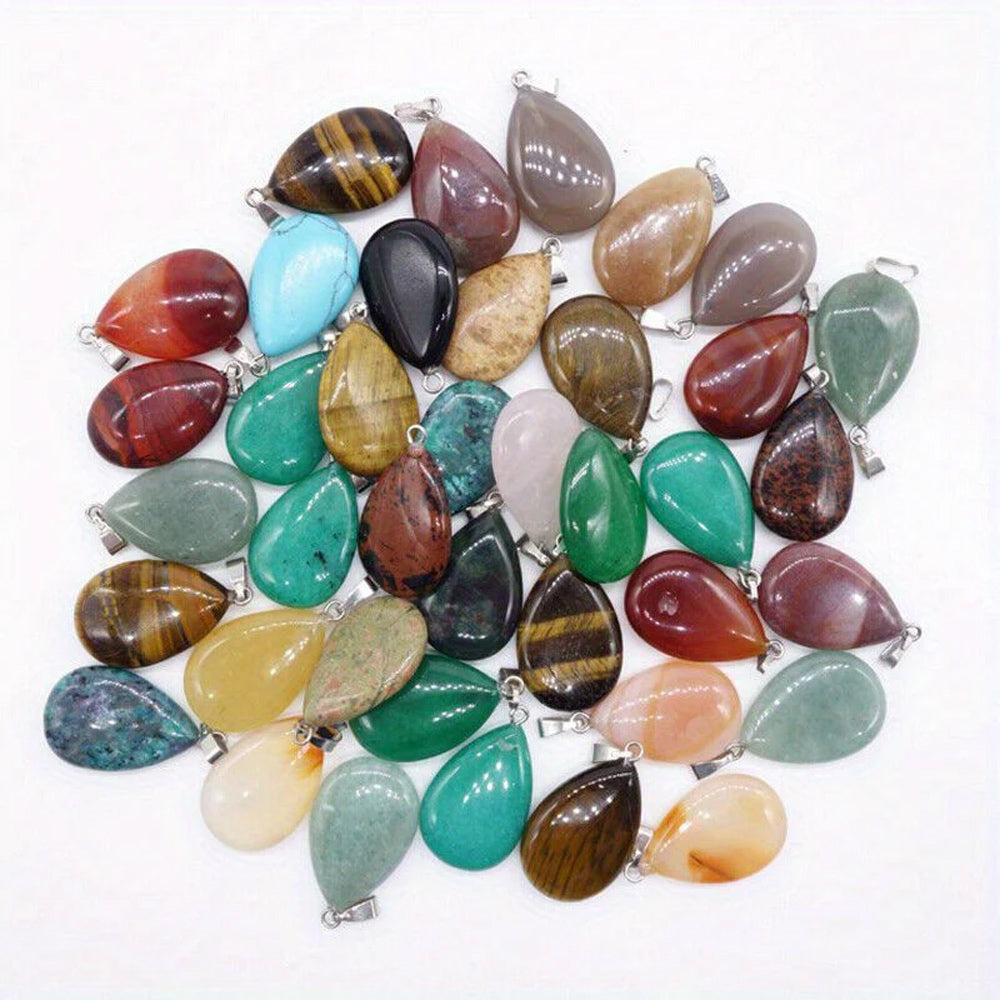 Pear Shaped 9X12mm Natural Multi Color Gemstone 925 Sterling Silver Drill Set Anniversary Gift's Women or Men Jewelry For Her