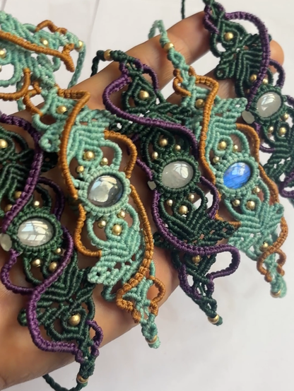 Adjustable Labradorite Macrame Bracelet | Handmade