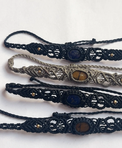 Macrame Bracelet Labradorite | Adjustable Gemstone