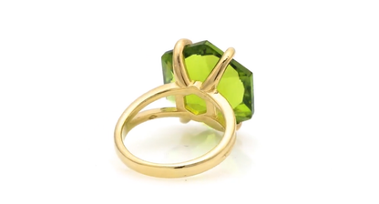 925 Sterling Silver Handmade Ring 6mm Peridot Quartz Gemstone Prong Set Jewelry