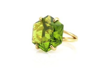 925 Sterling Silver Handmade Ring 6mm Peridot Quartz Gemstone Prong Set Jewelry