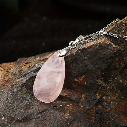Trendy 2025 15mm Tear Shape Crafted By Hand 925 Sterling Silver Pendant With Chain Necklace Rose Quartz Gemstone Pendant Bezel Setting For Anniversary Gift's Women or Men Jewelry