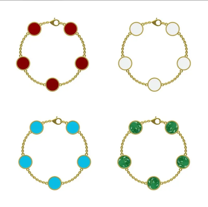 Handmade 925 Sterling Silver Gold Plated Bracelet Mix Stone Size 10MM Bezel Set Bracelet For Friendship Jewelry