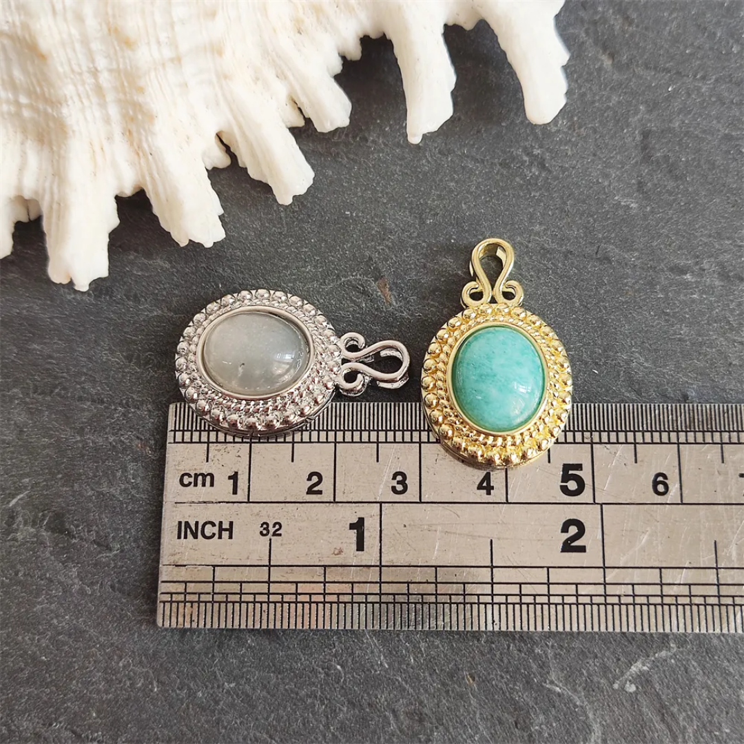 Handmade 925 Sterling Silver Pendants Oval Shape Labradorite Amethyst Natural Stone Size 12X15MM Bezel Set Pendant For Birthday Gift Women Jewelry