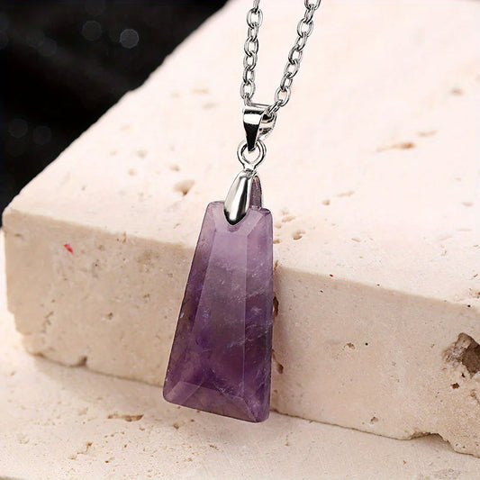 Trendy 2025 20mm Approx Rectangle Shape Crafted By Hand 925 Sterling Silver Pendant With Chain Necklace  Amethyst Cut Gemstone Pendant Bezel Setting For Anniversary Gift's Women or Men Jewelry