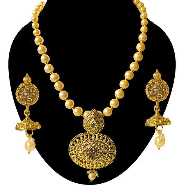 Fashion Jewelry Set Golden Color Necklace, Earring.