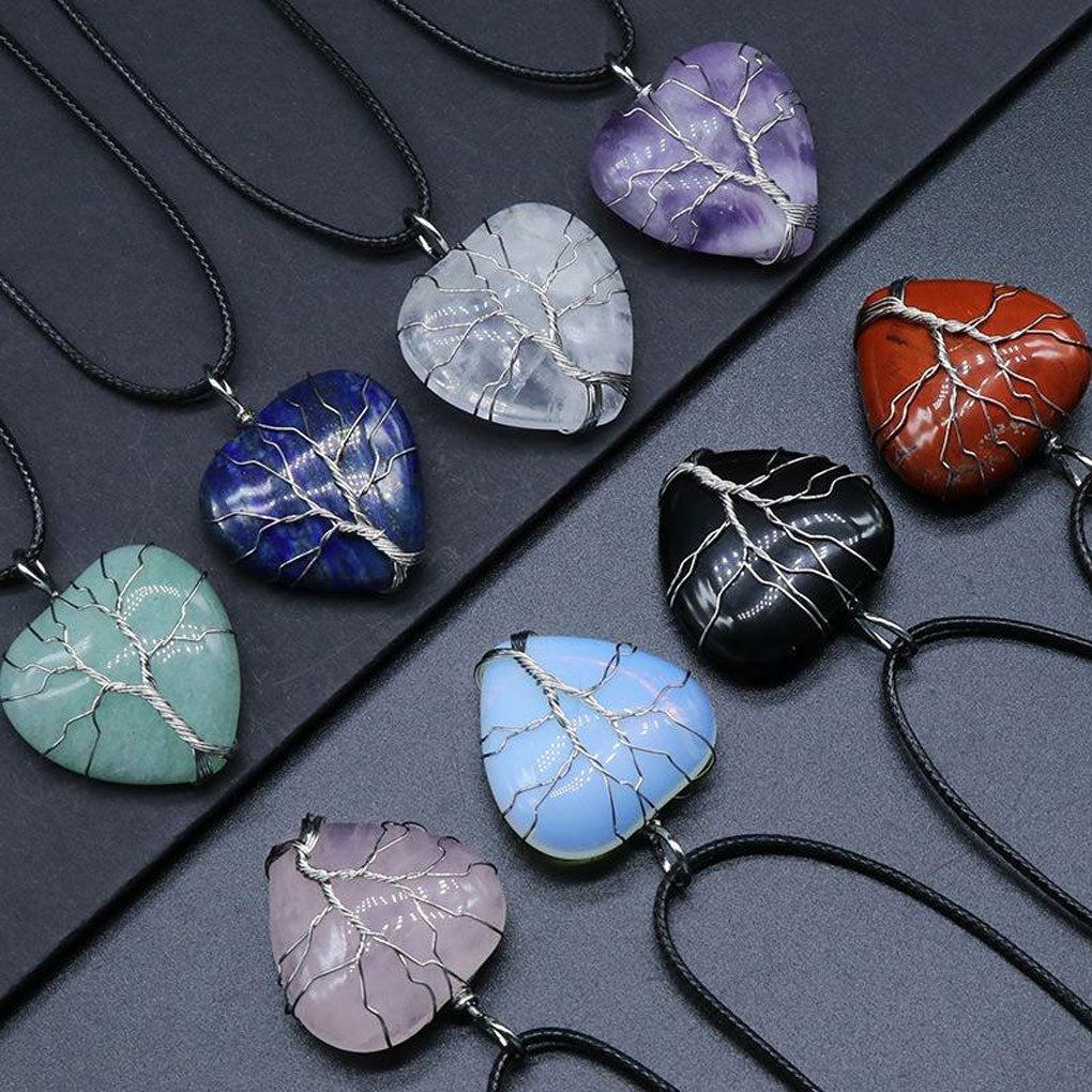 Trendy 2025 12mm Heart Shape Multi Color Gemstone Crafted By Hand 925 Sterling Silver Tree Pendant With Chain Necklace Bezel Setting For Anniversary Gift's Women or Men Jewelry