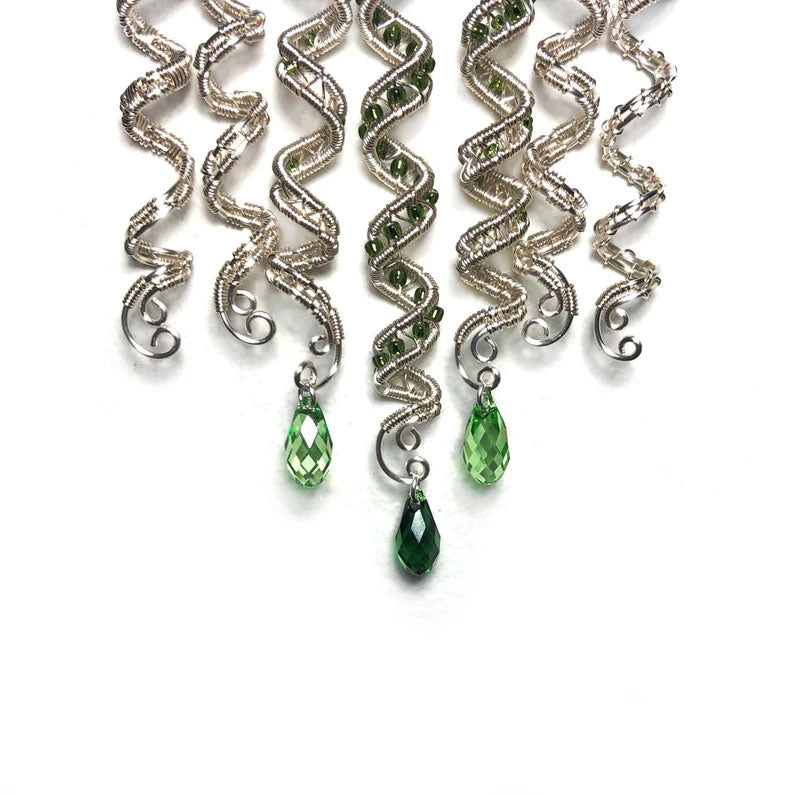 Brass Hair Jewelry with 5MM Green Hydro Quartz