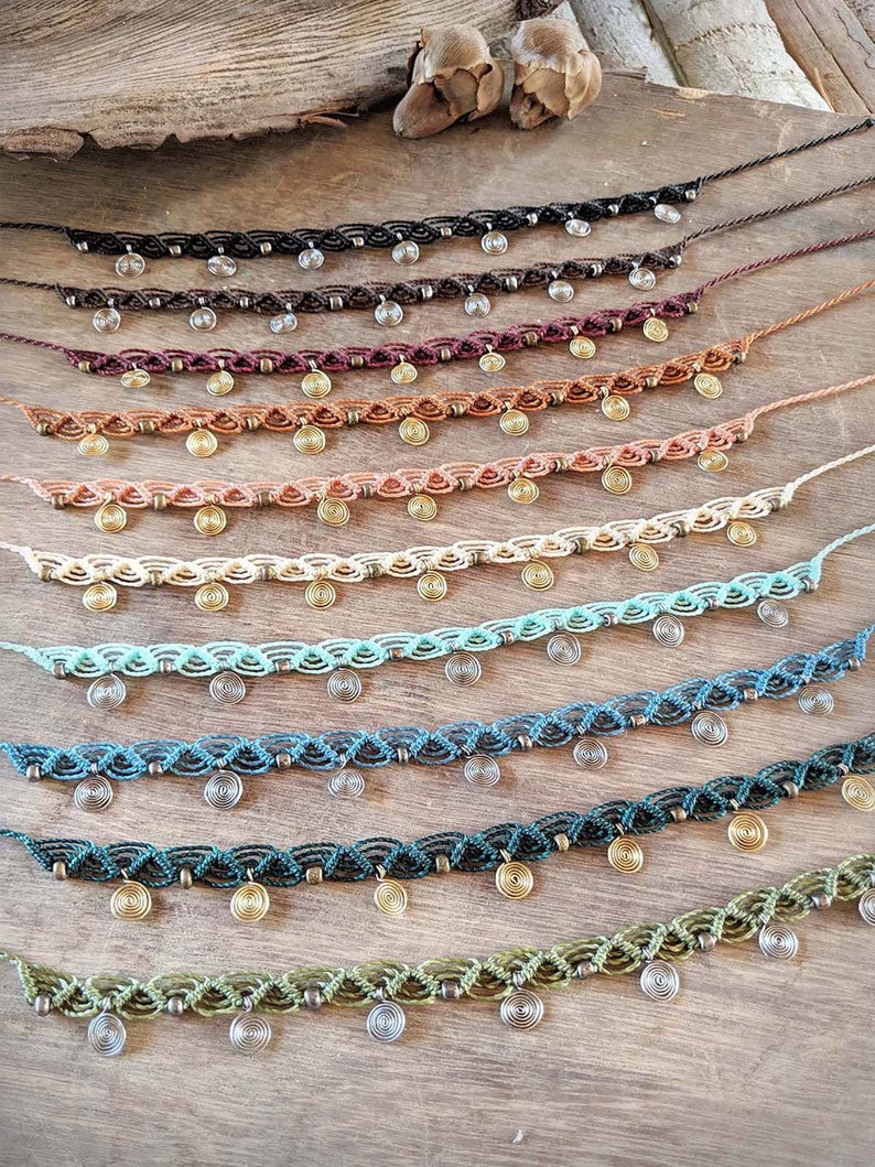 Macrame Brass Beads Anklet – Handmade Style