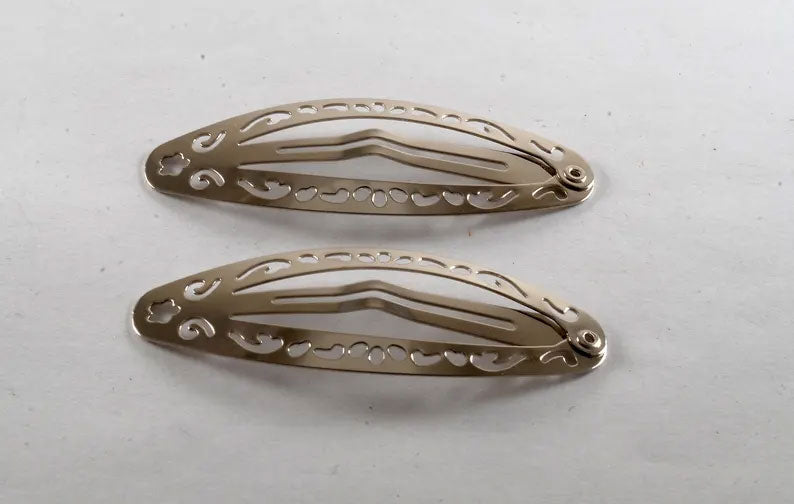 Silver-Tone Metal Snap Hair Clips