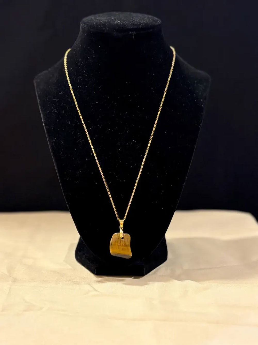 Natural Tiger's Eye Stone Pendant | Gold Plated Jewelry