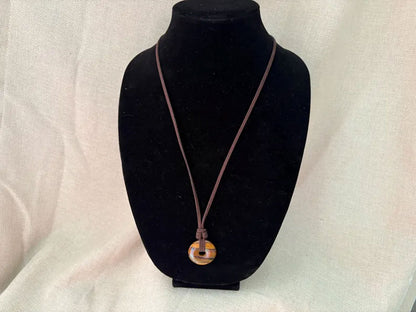 Tiger's Eye Donut Pendant Necklace | Boho Stone Jewelry