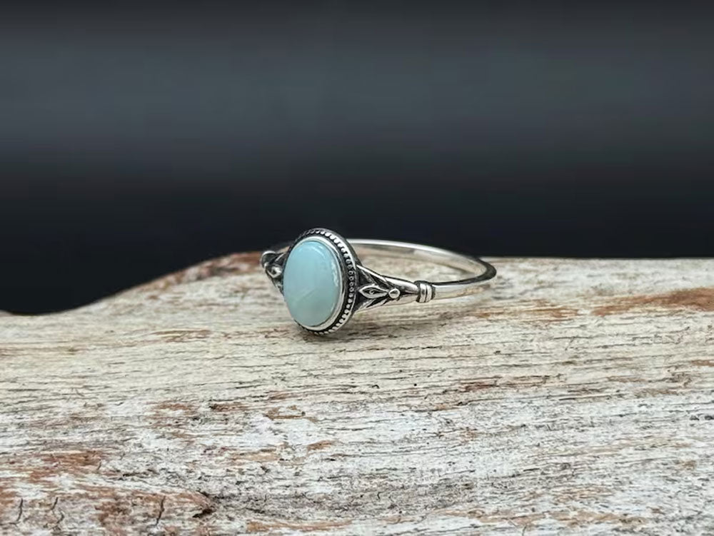 2025 Trendy Sterling Silver Rings 9X11MM Oval Shaped Larimar Gemstone Bezel Setting For Anniversary Gift Women or Men Jewelry For Her