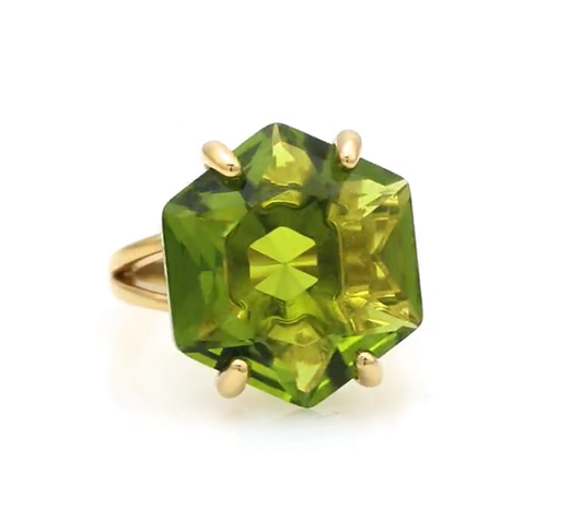 925 Sterling Silver Handmade Ring 6mm Peridot Quartz Gemstone Prong Set Jewelry