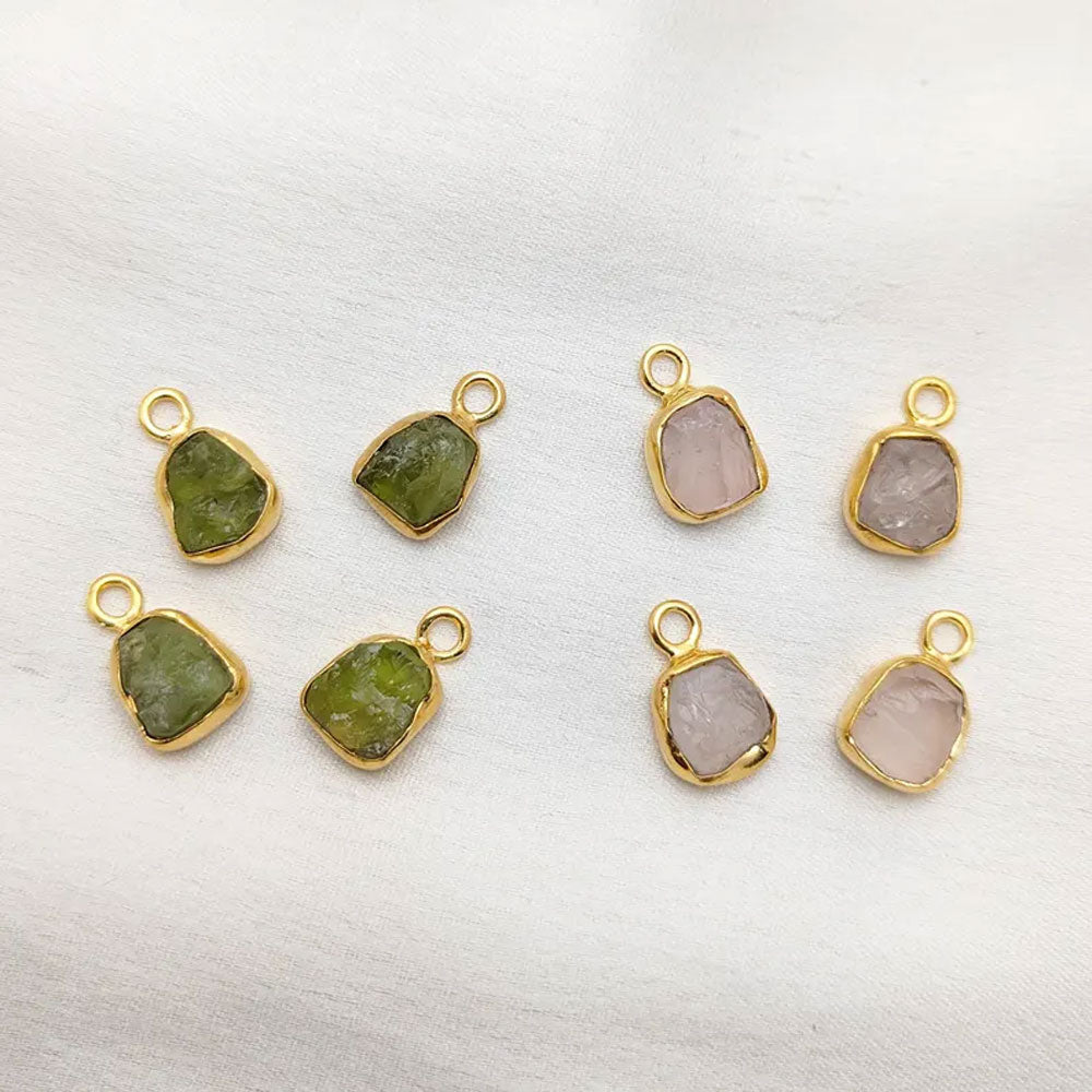 Handmade Raw Gemstone Pendant Peridot & Rose Quartz